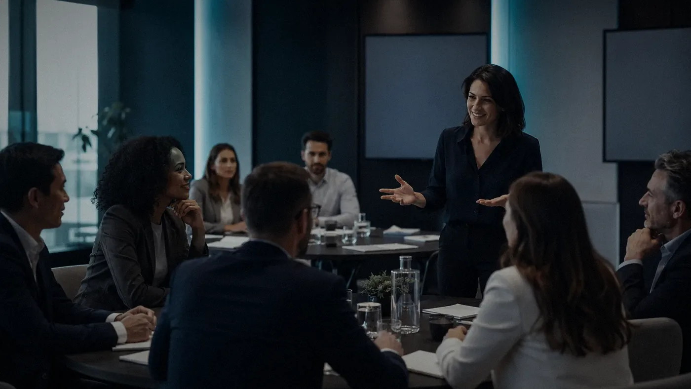 Employees in a team session